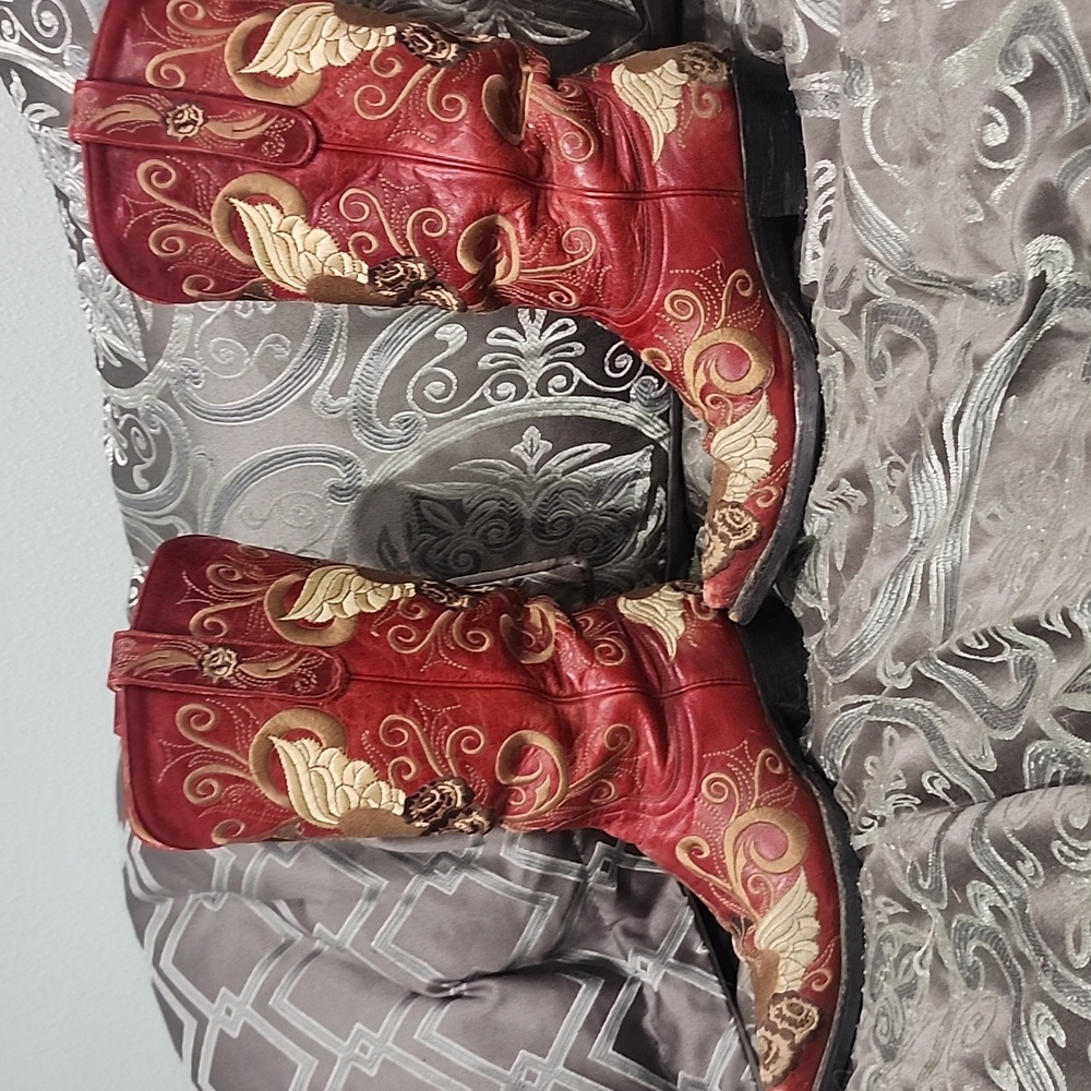 Old Gringo Red Heart With Wings Embroidered Cowboy Or Cowgirl Boots Size 6.5 - Picture 6 of 10